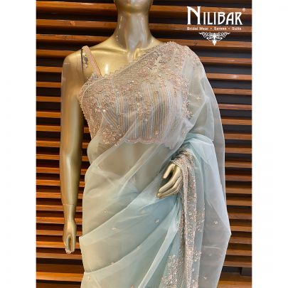 Sky Blue Organza Saree
