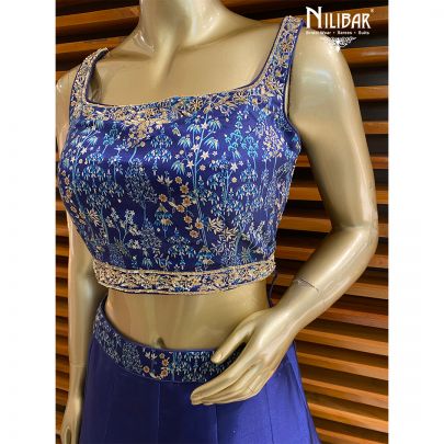 Blue Silk and Soft Organza Lehenga