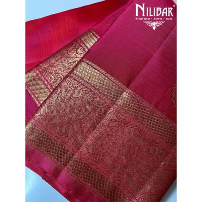 Magenta Pink and Golden Silk Kanjivaram Saree