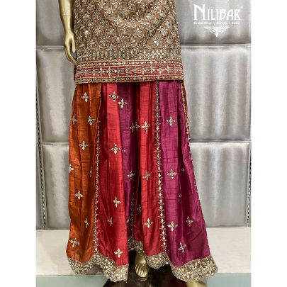 Multicoloured Silk and Net Sharara Suit