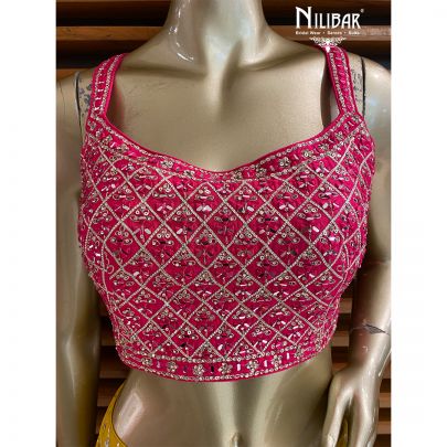 Magenta and Mustard Georgette Lehenga