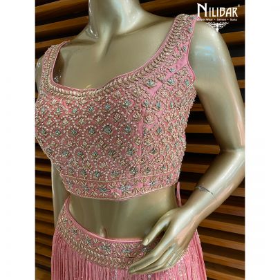 Flamingo Pink Georgette and Net Lehenga