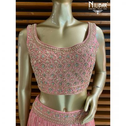 Flamingo Pink Georgette and Net Lehenga