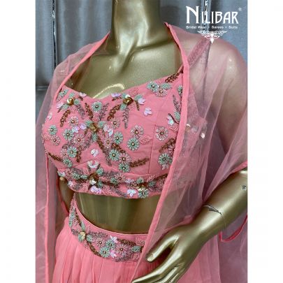 Rouge Pink Georgette and Organza Crop top