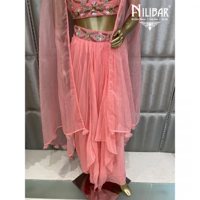 Rouge Pink Georgette and Organza Crop top