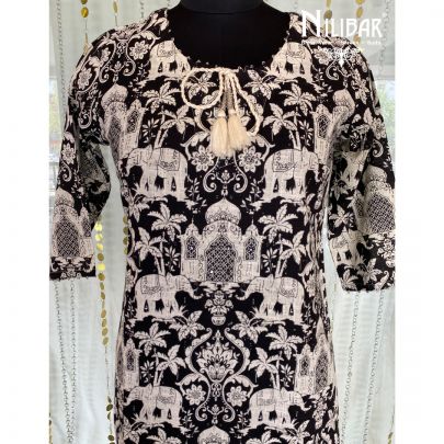 Black Cotton Kurta