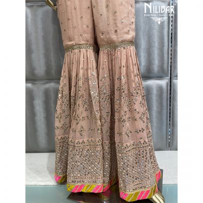 Pastel Peach Georgette and Chinon Garara Suit