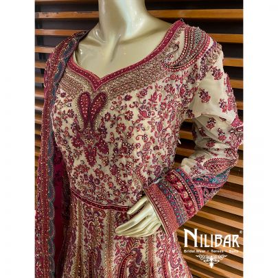 Crimson Red Net Anarkali