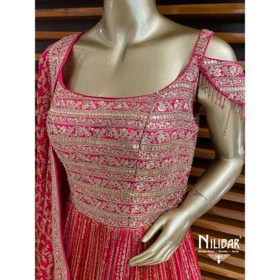 Punch Pink Chinon Anarkali