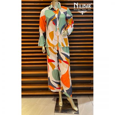 Green and Multicolor Muslin Cotton Co-ord set