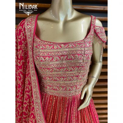 Punch Pink Chinon Anarkali