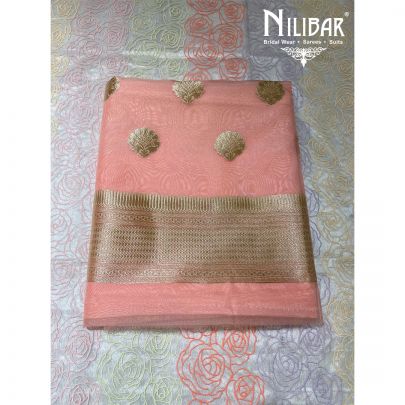 Pink Organza Unstitched suit