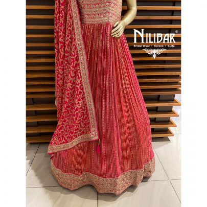Punch Pink Chinon Anarkali