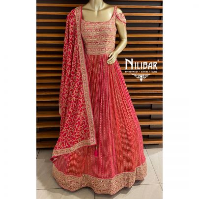 Punch Pink Chinon Anarkali
