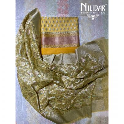 Yellow Organza Unstitched suit