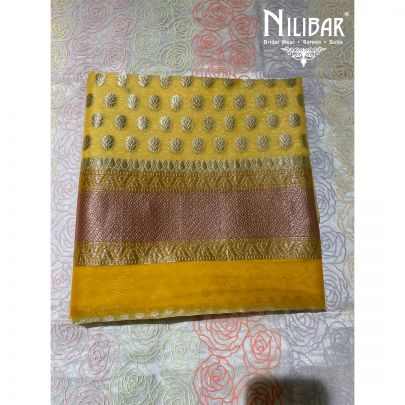Yellow Organza Unstitched suit