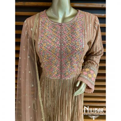 Copper Georgette and Net Anarkali Suit