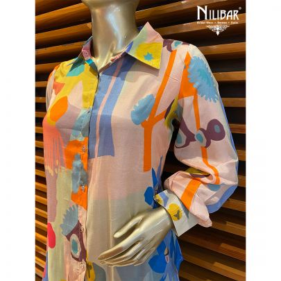 White and Multicolor Muslin Cotton Co-ord set