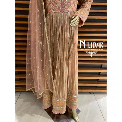 Copper Georgette and Net Anarkali Suit