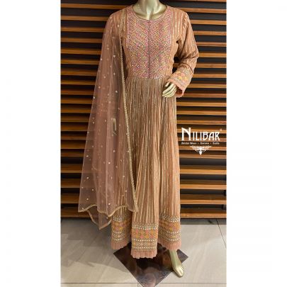 Copper Georgette and Net Anarkali Suit