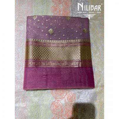 Dark Lilac Organza Unstitched suit