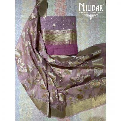 Dark Lilac Organza Unstitched suit