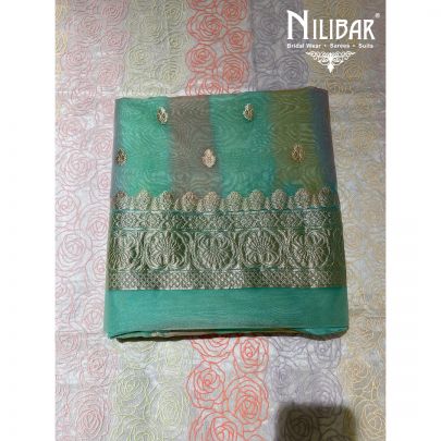 Sea Green Organza Unstitched suit
