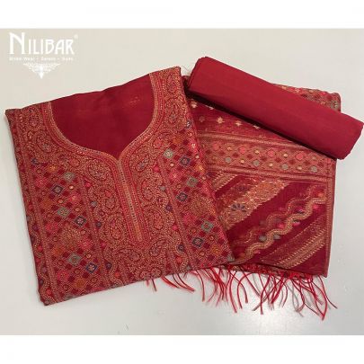 Mehroon Pashmina Silk Unstitched Suit 