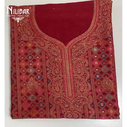 Mehroon Pashmina Silk Unstitched Suit 