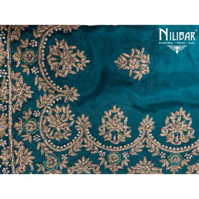 Teal Crepe and Chinon Unstitched Suit