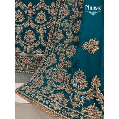 Teal Crepe and Chinon Unstitched Suit