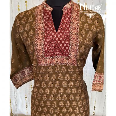 Olive Green Muslin Cotton Kurta