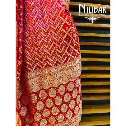 Red and Hot Pink Georgette Bandhani Print Dupatta