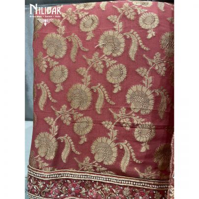 Copper Banarasi Silk and Organza Unstitched Suit