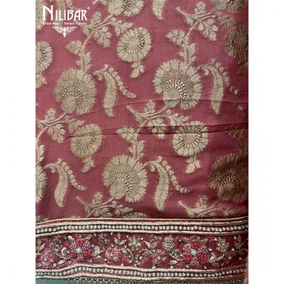 Copper Banarasi Silk and Organza Unstitched Suit