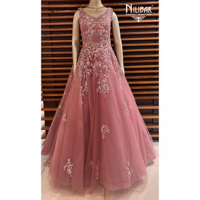 Pale Violet Red Net Gown