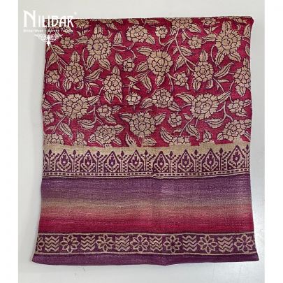 Pink and Purple Matka Silk Printed Unstitched Suit