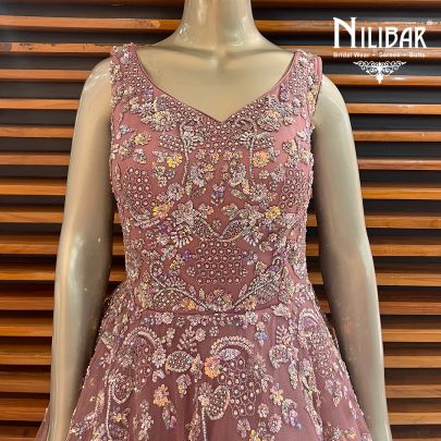Pale Violet Red Net Gown