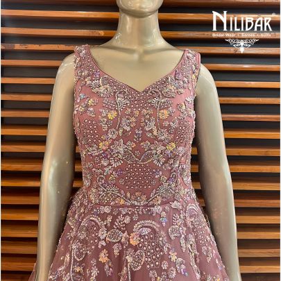 Pale Violet Red Net Gown