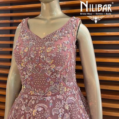 Pale Violet Red Net Gown