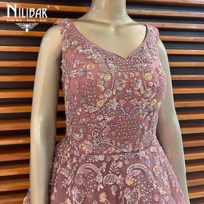 Pale Violet Red Net Gown