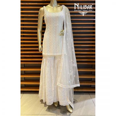 Pearl White Georgette Garara Suit