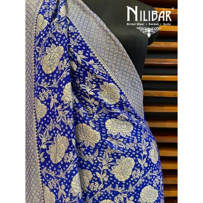 Navy Blue Georgette Bandhani Print Dupatta.