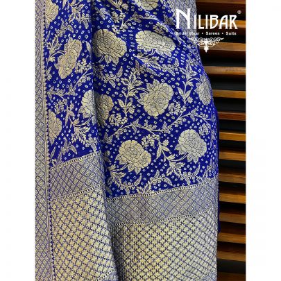 Navy Blue Georgette Bandhani Print Dupatta.