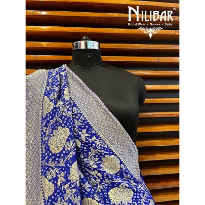 Navy Blue Georgette Bandhani Print Dupatta.