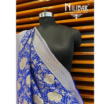 Navy Blue Georgette Bandhani Print Dupatta.