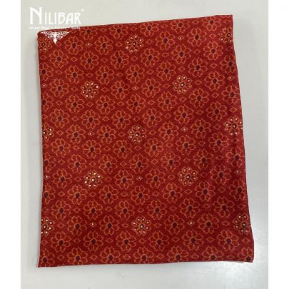 Rust Pashmina Silk Printed Unstitched Suit   