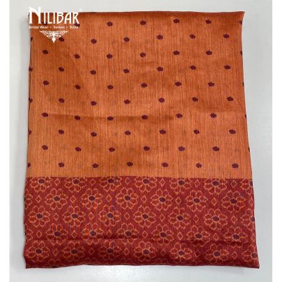 Rust Pashmina Silk Printed Unstitched Suit   