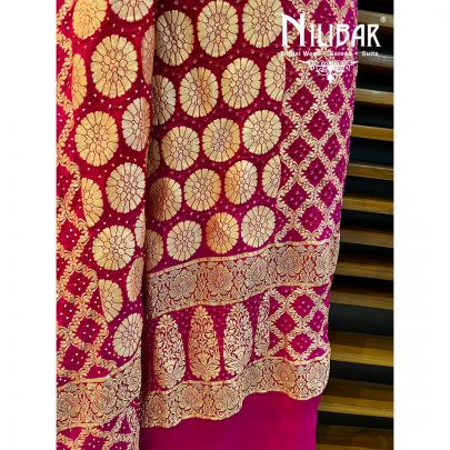 Magenta Pink Georgette Bandhani Print Dupatta