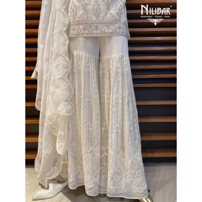 Rice White Georgette Garara Suit